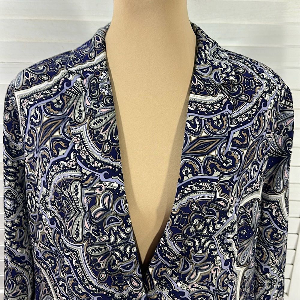 Chico's Purple Paisley Open-Front Blazer Jacket - Picture 7 of 16